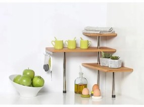 Rohová police na kuchyňské příslušenství MONTEGO bambus/kov