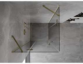 Mexen Mist-H Duo, 2-krídlový výklopný sprchový kút 120 x 120 cm, číre sklo, zlatý lesklý profil, 8A5-120L-120P-50-00