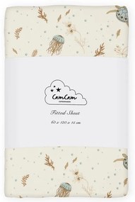 Svetložltá napínacia detská plachta do postieľky z Bio bavlny 60x120 cm Sea Garden – Cam Cam Copenhagen