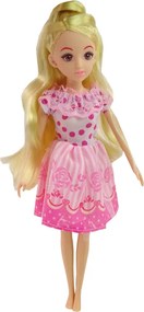 LEAN Toys Bábika so sadou nábytku: posteľ, šatníková skriňa, toaletný stolík
