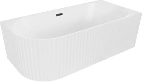 Mexen Gia voľne stojaca rohová vaňa 150x75cm, biela mat, čierny prepad