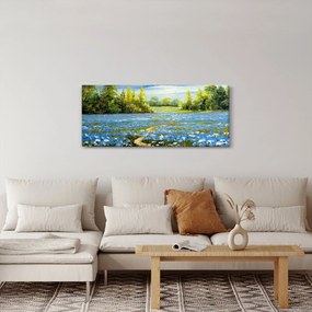 Obraz - Cestička v poli, olejomaľba (120x50 cm)