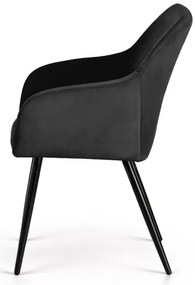 Sada dvoch jedálenských stoličiek ESTELLE zamatové, čierne / čierne nohy (2 ks)