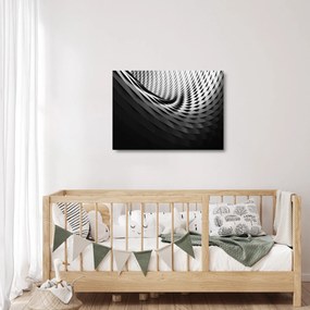 Abstraktný sklenený obraz - čiernobiela špirála (70x50 cm)