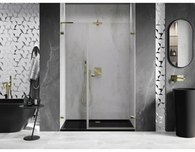 Mexen Lunar-B, L pravé otočné sprchové dvere 125 cm, číre sklo, zlatý profil, 832SL-125-050-50-00-P