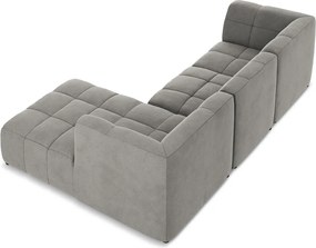 Sivá zamatová rohová pohovka (pravý roh/s leňoškou) Aloha – Makamii