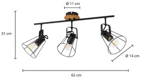 Lindby Riano bodové svetlá, klietka čierna 3-pl.