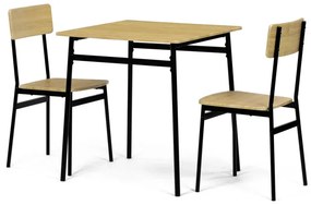 Jídelní set 1+2, rozměr stolu 70x70x76 cm, MDF, kov, divoký dub, černá