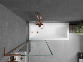 Mexen Next L, 1-krídlová vaňová zástena 70 x 150 cm, 6mm číre sklo-čierny vzor, ružové zlato profil, 895-070-000-03-70-60