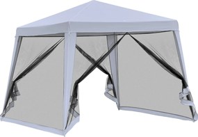 Pavilón Outsunny záhradný stan s moskytiérou, vodeodolný, kov + polyester, šedý 3 x 3 m | Aosom