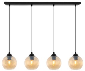 Závesné svietidlo Riffle Round, 4x medové sklenené tienidlo