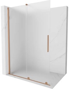 Mexen Velar, sprchová zástena s posuvnými dverami Walk-in 160 x 200 cm, 8mm sklo námraza, medená matná, 871-160-000-33-65
