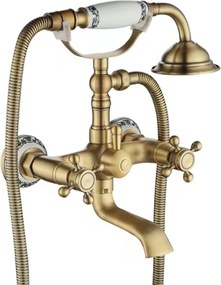 Rea Rustico, nástenná vaňová batéria s ručnou sprchovou súpravou, zlatá matná, REA-B0702