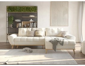 Krémová rozkladacia rohová pohovka (pravý roh) Balitco – Ropez