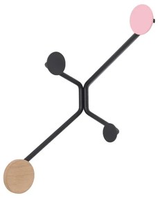 Čierny rohový nástenný vešiak s ružovým detailom Gazzda Hook