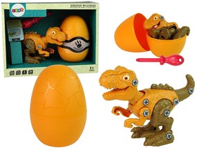 Lean Toys Sada Vajíčka s Dinosaurom na šrobovanie - oranžový