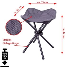Garthen 65863 Kempingová stolička trojnožka - 2 kusy