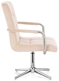 LuxuryForm DESIGN Stolička VERONA VELUR na striebornom kríži - krémová
