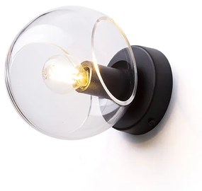 RENDL R13994 SOLARIS nástenná lampa, dekoratívne číre sklo/čierna