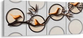 Umelecký obraz - Vtáčiky na vetve (120x50 cm)
