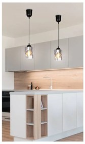 Čierne závesné svietidlo so skleneným tienidlom ø 10 cm Felis - Candellux Lighting