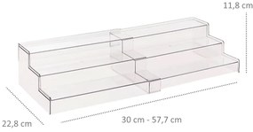 JJA Prídavná rozťahovacia polička, organizér na korenie, 3 schodíky, 31 - 58 x 23 x 12 cm