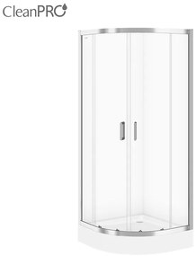 Cersanit Arteco, štvrťkruhový sprchový kút s posuvnými dverami 90 (dvere) x 90 (dvere) x 190cm, 5mm číre sklo, chrómový profil, S157-002