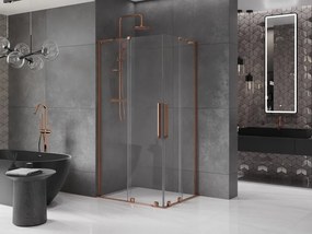 Mexen Velar L Duo, sprchový kút s posuvnými dverami 90 x 80 cm, 8mm číre sklo, ružové zlato, 871-090-080-02-03-60