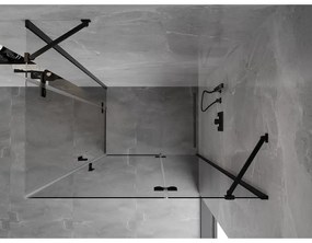 Mexen Mist-H Duo, 2-krídlový výklopný sprchový kút 90 x 100 cm, číre sklo, čierny profil, 8A5-090L-100P-70-00