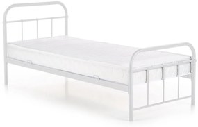 Kovová jednolôžková posteľ s roštom Linda 90 - biela