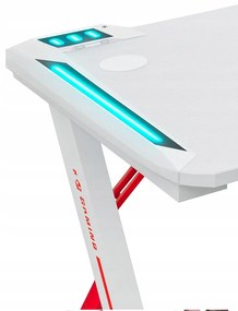 Gamingový stôl s RGB LED podsvietením biely Šírka: 60 cm | Dĺžka: 140 cm