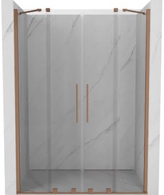 Mexen Velar Duo, posuvné dvere do otvoru 150x200 cm, 8mm číre sklo, medená matná, 871-150-000-02-65