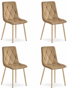 Set štyroch jedálenských stoličiek LIBRA zamatové hnedé / drevené nohy (4 ks)