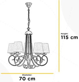 ONLI - Luster na reťazi POMPEI 5xE14/6W/230V bronzová
