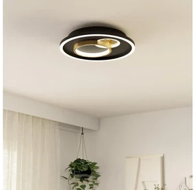 Eglo 901244 - LED Stropné svietidlo TIRIOLO 1xLED/14W/230V+1xLED/8,5W čierna/zlatá EG901244