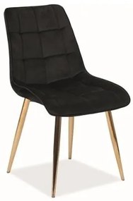 Jedálenská stolička Chic Velvet II, čierna / zlatá