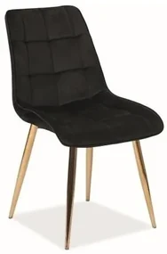 Jedálenská stolička Chic Velvet II, čierna / zlatá