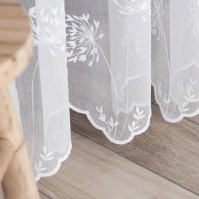 Biela tylová vyšívaná záclona STELA
