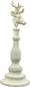 Šedý antik kovový svietnik ArtFerro s jeleňom - 13,5*13,5*37cm
