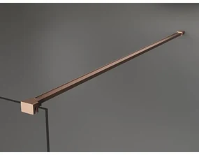 Mexen Kioto+, sprchová zástena Walk-In s poličkou a vešiakom 70 x 200 cm, 8mm sklo s rebrovým vzorom, medený matný profil, 800-070-121-65-09