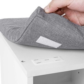 Lavica na topánky s 10 priehradkami, s poduškou, botník, biely