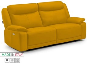 Kožená pohovka CONTINENTAL s elektrickou funkciou relax 3P, elektrické, žltá (giallo 320)