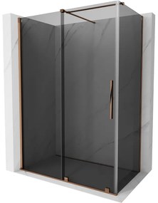 Mexen Velar, sprchový kút s posuvnými dverami 150 x 75 cm, 8mm šedé sklo, ružové zlato, 871-150-075-41-60