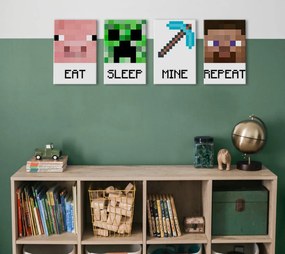 Minecraft obraz - Najlepšie postavičky na plátne - Eat, Sleep, Mine, Repeat