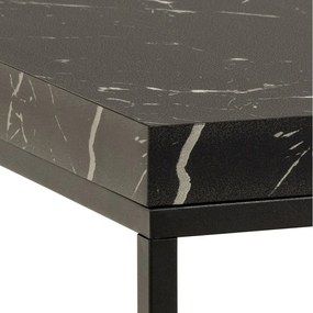 Čierny konferenčný stolík s doskou v dekore mramoru 60x60 cm Barossa – Actona