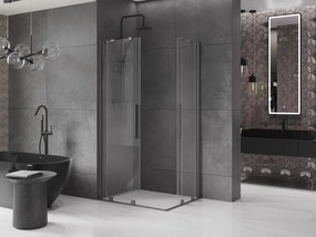 Mexen Velar Duo, sprchový kút s posuvnými dverami 100(dvere) x 90(dvere) cm, 8mm číre sklo, grafitový profil, 871-100-090-02-66