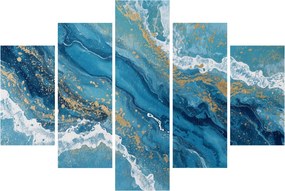 Obraz - Bledomodrý mramor so zlatom II. (150x105 cm)