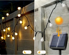 LED solárny dekoračný reťazec 50xLED/8 funkcií 500 mAh 9,5 m IP67 teplá biela