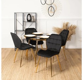 Jedálnský okrúhly stôl AMADORA čierny mramor zlaté nohy 100cm - vintino.sk