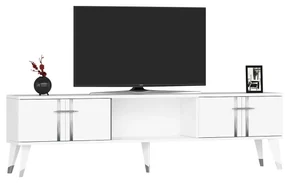 TV stolík/skrinka Pebine 2 (biela + strieborná) . Vlastná spoľahlivá doprava až k Vám domov. 1095308